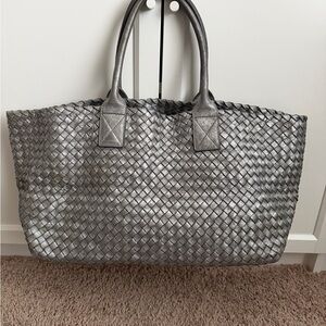 Bottega Veneta Cabat in Metallic Gray (Peltro)